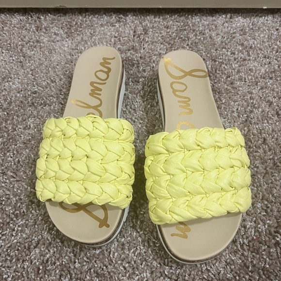 Shoes - Sam Edelman Ainslie Yellow Flat Slide Sandals